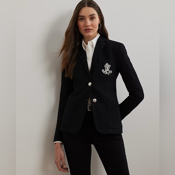 NEW 2026 Ralph Lauren Bullion Jacquard 100% WOOL Navy Blue jacket Blazer 16 /XL